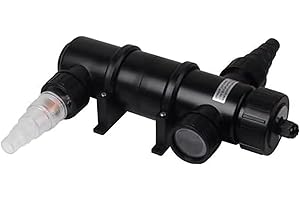 VIALIA UVC Klärer, Modell: CUV-118, 18 Watt, 2.500 l/h, Teichklärer mit 3 Anschlüssen 19/25/31/38 mm, UV-Schauglas, Teichfilter mit Pumpe für den Gartenteich