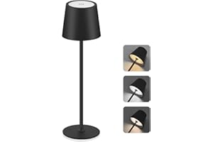 CNMTCCO Bezprzewodowa lampa stołowa LED, 3 temperatury barwowe, możliwość ściemniania, regulacja wysokości, lampka nocna, do restauracji, sypialni, wodoszczelna, przenośna lampa stołowa LED, możliwość