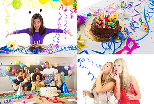 KIDDYPARTY Luftschlangen, 10er Pack PREMIUM Qualität Papierschlangen, 5 Stück Gold/weiß metallic, 5 bunte & schwer entflammbar. Für Deko, Geburtstage, Parties, Karneval, Hochzeiten und Silvester. - 6
