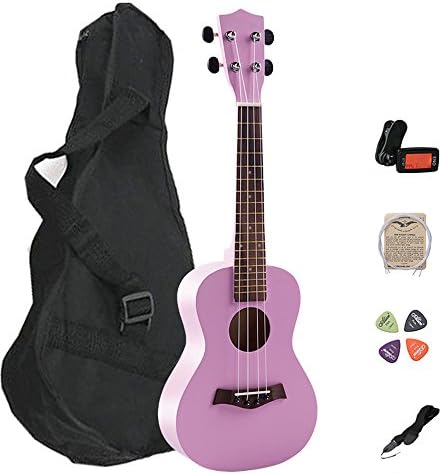 Melodic Classic Basswood Soprano 21 inch Solid Handmade Ukulele Starter Kit With Gig bag, Strap, Nylon String, Picks,Poling Clothes, Best Gift for Beginner, Student, Children, Adult (21inch, pink)