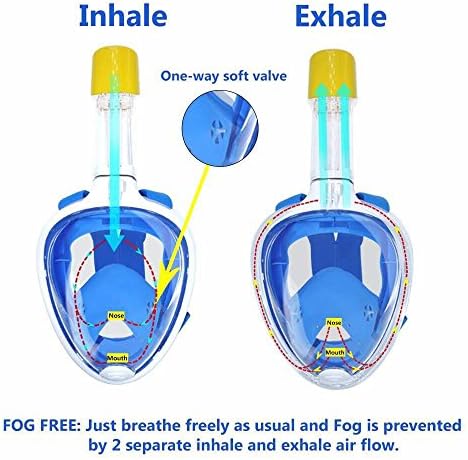 ADR Full Face Snorkel Mask Complete With FREE Waterproof Phone Case; Complete 180 Degree View Designed From Cutting Edge Anti-Fog and Anti-Leak Technology With Adjustable Head Strap; Designed for Men, Women and Children