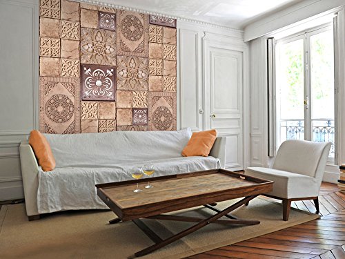 PURO TAPETE | Realistische Tapete ohne Rapport und Versatz | Kein sich wiederholendes Muster | 10m VLIES Tapetenrolle | Orient Abstrakt Fliese p-A-0005-j-a - 6