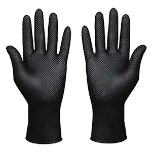 Hair Dye Gloves???Reusable Rubber Gloves???Professional Hair Coloring Accessories for Hair Salon Hair Dyeing (1 Pair, Large, Black)
