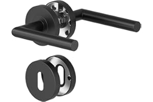 AwmnSrman Türgriffe Innentüren Türklinke Türgriff-Set Edelstahl Toilette Die Form von L BB-Buntbart Schwarz