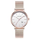 LONGBO einfache Uhren Edelstahl Band Analoganzeige Quarz Herrenuhr Ultra Thin Dial Business Armbanduhr Datum wasserdicht