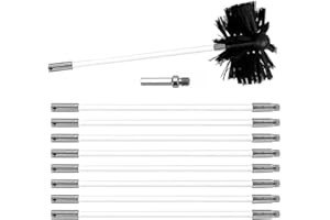 MOCNT Chimney Cleaning Brush Kit Nylon Rotary Duct Vent Cleaning Set Flexible Chimney Sweep Kit Soot Cleaning Rods for Fireplace Dryer Vent 9 Flexible Rods 1 Brush Head 150mm