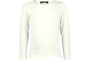 GUM & BERRIES Camiseta básica elástica de manga larga para niñas, cuello redondo, para la escuela, 5-14 años