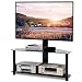Produktbild RFIVER Universal TV Ständer Rack Fernsehtisch Eckschrank Möbel Schwenkbar Höhenverstellbar für 32-65 Zoll mit 2 Glas Regalen Schwarz TW1005