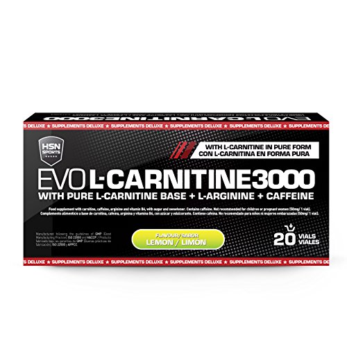 Carnitina Líquida de HSN Sports - Evo L-Carnitine 3000 - Pérdida de Peso, Quemagrasas, Fat burner con Arginina, Cafeína - Sabor Limón, Apto para vegetarianos - 20 Viales