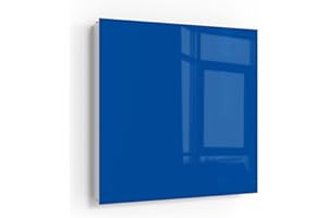 ‎DEQORI DEQORI Key Cabinet White | 30 x 30 cm | Plain Colours - Medium Blue | Glass & Metal Key Box | Key Cabinet with 50 Hooks + 2 Magnets | Modern Design Box Magnetic & Can Be Written On