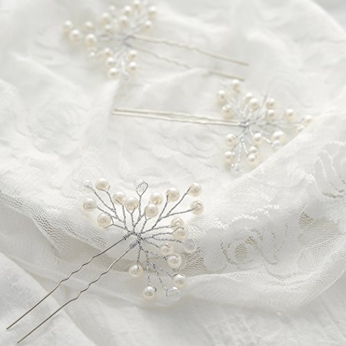 Aukmla Damen Haarschmuck, Brautschmuck, Haarnadeln, 3 Stück - 5