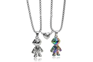 NHQZ Bff Collana dell'Amicizia Con Ciondolo Astronauta - Catena di Coppia per Regalo Laurea Compleanno Regali Amica - 2 Pezzi