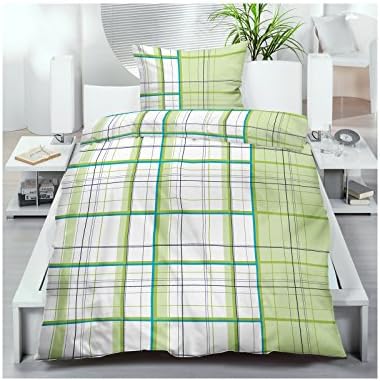2 4 Piece Summer Set Microfibre Bed Linen with Zip 135 x 200/80 x 80 cm Green White Blue Black, Microfibre, multicoloured, 2-teiliges Set