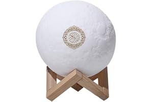 QOONESTL Mood Lights,Quran Touch Moon Lamp 3D Printed Moon Light Night Light with Remote Control, Lighting Reciter LED Lamp Portable Quran Bluetooth Speaker For Home Decoration,Gifts for Friendsh
