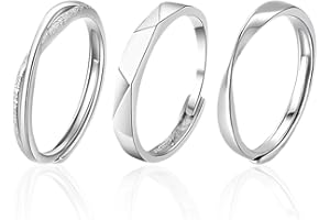 GUVYATI 3 Stück Damenring Silber 925, Damenring, Klassischer Silberring, Hochzeit, Geburtstag, Valentinstag
