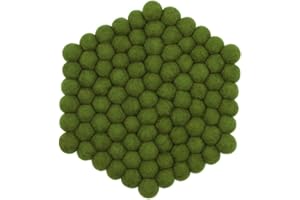 Grült Handgefertigte Untersetzer, Topfuntersetzer mit Filzkugeln aus Nepal| Sechseckig, 20 cm, 1er Set| Für Tassen, Becher, Pfannen, Töpfe, Vasen| Fair Trade, Eco-Friendly| Hitzebeständig, rutschfest