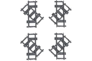 SAIKER City Schienen Bausteine Set, 8 Stück City Schienen Erweiterungsset City Zug Schienen Zubehör Klemmbausteine Kompatibel mit Lego (Type C)