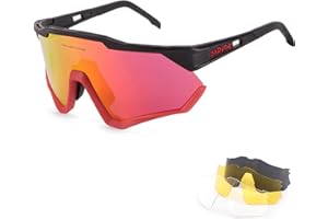 KAPVOE Gafas de Ciclismo Polarizadas Mujeres Hombres con 4 Lentes Intercambiables TR90 Gafas de Sol Deportivas Running MTB Bicicleta Accesorios K9026