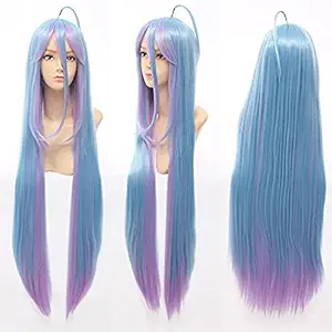 Free Hair Cap+ for Kids and Adults No Game No Life Shiro Cosplay Wig Long Blue Mix Wigs Cosplay Convention Event Wigs