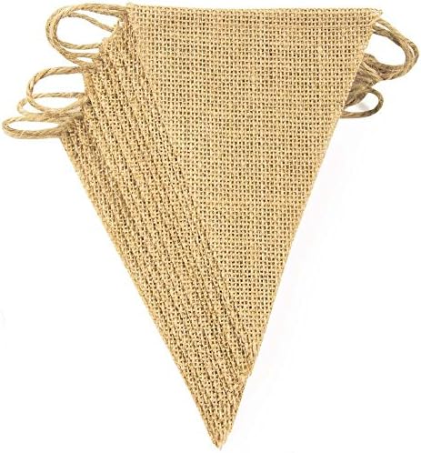 Vintage Fabric Hessian Bunting Rustic Burlap Banner Shabby for Party Christmas Birthday Wedding Bridal Shower Favor Decoration 13 Flags