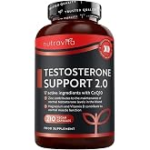 Nutravita Testomax 2.0 para Hombre - 210 Testo C&aacute;psulas Veganas | con Maca Peruana, Ashwagandha KSM-66, CoQ10, Ra&iacute;z de Maca -