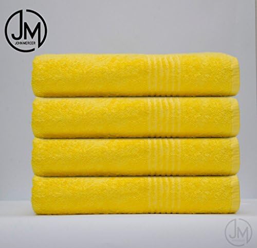 John Mercer 4 - Pack, Guest Towels Classic Soft &amp; Durable ,100% Cotton (Refined Combed), W40 x L60cm (Yellow)
