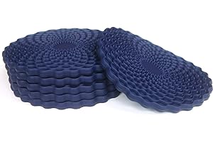 Dark Blue Drinks Coasters Set of 6 by Stone & Thyme - a UK Brand. Non Slip, Heatproof & Easy to Clean. Colourful Decorative Home Accessories that Protect All Surfaces.