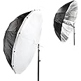 Pixapro 160cm Parabolic Umbrella Giant Brolly Box Photography Lighting Bounce Softbox Flash Reflector Professional Studio Light Modifier Diffusion (160cm With Removable Diffusion, Black/Silver)