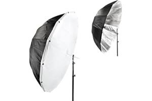 Pixapro 160cm Parabolic Umbrella Giant Brolly Box Photography Lighting Bounce Softbox Flash Reflector Professional Studio Light Modifier Diffusion (160cm With Removable Diffusion, Black/Silver)