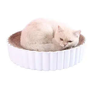 Taiyo Pluss Discovery Cat Scratching Pad, Size: (39.5X9cm( (LXH), Round Shape Cat Scratch Couch Bed Safe Lightweight Sturdy Multifunctional Cardboard Cat Scratcher Board, Suitable For Cats & Kittens (Color May Vary)