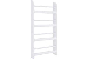 HOMCOM Estantería de Pared de Libros con 4 Estantes Librería Infantil para Hogar Oficina Carga 30kg 59x12x113cm Blanco