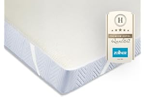 ‎ZOLLNER ZOLLNER Matratzenschoner - Topper mit praktischen Eckgummis - für Allergiker geeignet – Baumwolle - waschbar bis 95°C - 140x200 cm - Hotelqualität