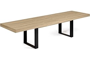IDMarket Phoenix - Mesa de comedor extensible rectangular 6-12 personas, madera y negro, 200-300 cm