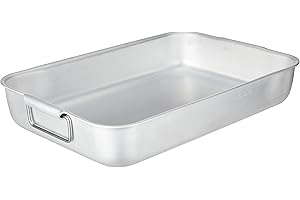 BALDASSARE AGNELLI Pentole Agnelli ALMA15045 Rostiera Rettangolare con Maniglie, Alluminio, Argento, 48.5 x 30 x 8.5 cm