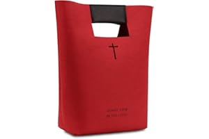 YITEXIN Felt Bible Cover, Bible Protective Carrying Case, Bible Tote, Bible Study Book Holder, Church Bible Carrier with Hollowed Cross Design and Bible Verse (Red)