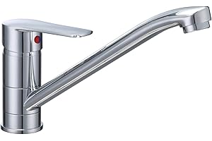 HPWVKVDB Kitchen Sink Mixer Tap Top Lever 360 Swivel Spout 1 Handle Mono Faucet Taps Mixers Polished Chrome