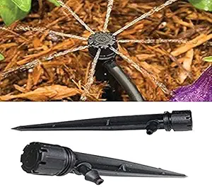 DIY Crafts 360? Degree Bubbler Adjustable Water Flow Irrigation Drippers Stake Emitter Drip System 4/7mm Tube Garden Lawn (360? Black Cap On Bubbler Stake 5