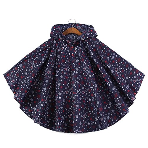 mainaisi Kids impermeable ligero estrellas Poncho chubasquero azul azul Talla:S/80-100CM