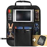 Flappi Duck Premium Rücksitz-Organizer für Kinder | Tablet-Tasche: 27.5cm | Geräumige Rücklehntasche für Reise-Utensilien und Spielzeug | Leicht abwaschbarer Rücklehnenschutz | Rücksitztasche fürs Auto (Schwarz)