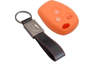 KASER Funda Silicona para Llave Renault – Carcasa Llaveros para Coche Renault Clio Kangoo Modus Twingo Laguna Master Megane Cover Case Protección Mando Distancia Auto (Naranja)