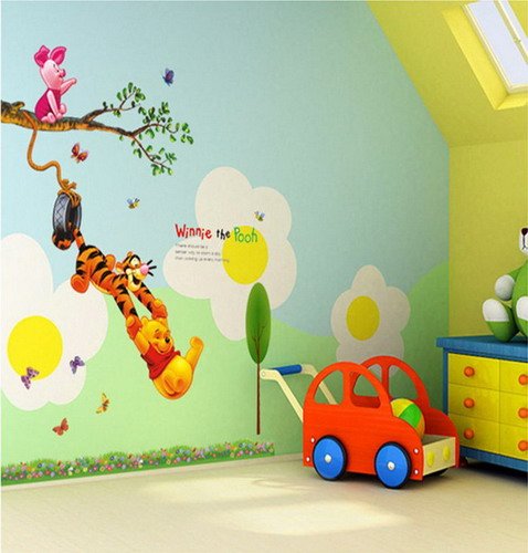 Wandsticker Cartoon Winnie the Pooh / Tigger Schwein auf dem Baum Wandaufkleber Wandtatoo für Kindergarten Baby