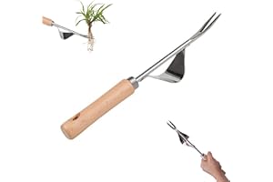 Jetisva Hand Weed Remover Tool Garden Weed Puller with Long Handle Block Paving Weeding Tool Stainless Steel Deep Root Weeder Tools Manual Gardening Weed Picker Tool for Patio Crack Lawn Grass