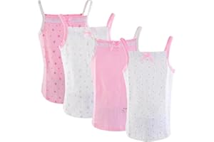 Yintry Girl's Printed Undershirts Cotton Camisole/Tank Tops for 2-12 Years Elasticity Cami Vests 4 Pack