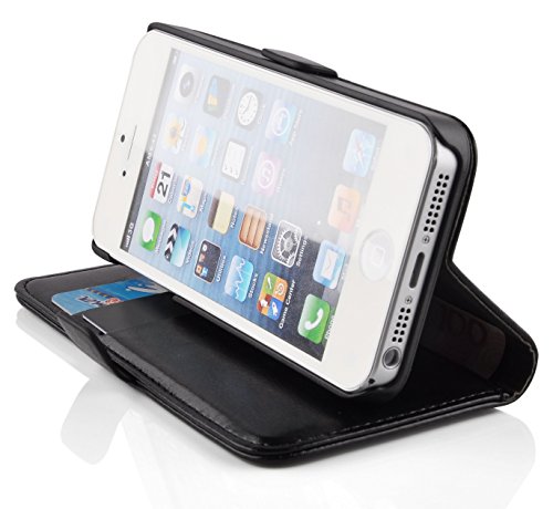 JAMMYLIZARD iPhone se  iPhone 5 5s Funda de piel   0009234       Tel  fono M  vil  Lujosa Funda Series  piel Flip case cover Carcasa con tarjetero funda de piel  color negro