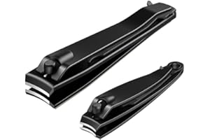 XNOURNEY Set di 2 Tagliaunghie,Precise Tagliaunghie in Acciaio Inox,Taglia Unghie Mani e Piedi con Lima per Unghie Tagliaunghie con Apertura a Ganascia Larga per Unghie e Piedi,Per Uomini E Donne,Nero