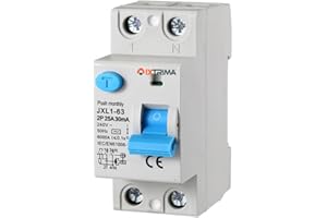IXTRIMA Interruttore Differenziale Puro 25A 2 poli 2P 220V 6kA 30mA 2 Moduli DIN, RCCB C25