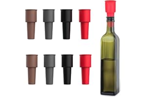 ELEGANCE-GO Silicone Tappi per Bottiglie di Vino, 8 pezzi Tappo riutilizzabile per bottiglie di vino Wine Stoppers Tappi per Bottiglie di Vino per bottiglie di vino, per birra, champagne, prosecco, uso domestico