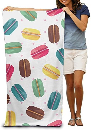 Cute Macaron Pattern 100% Polyester Beach Towel Chair (31" X 51") Thick Soft Quick Dry Lightweight Towels Blanket
