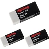 rotring Tikky30 Pencil Eraser, Medium Size, White 3 pack
