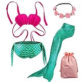 colas de caballo altas Un gran regalo para las niñas:Cada niña tiene el sueño de la princesa sirena.Estos trajes de baño pueden ayudarlos a realizar sus sueños y aumentar su diversión de verano.Nadie puede resistir el gran encanto de la sirena.Deben amar el traje de baño interesante con el diseño 3D.